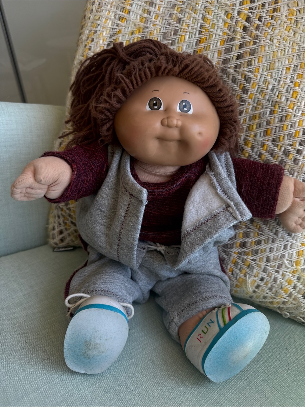 Vtg 1984 Cabbage Patch Kids Girl Doll Green Stamp Coleco